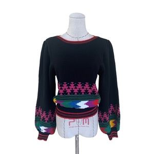 Vtg 80s Umi Collections by Anne Crimmins Knit Sweater Skirt Scarf Bishop Sleeves